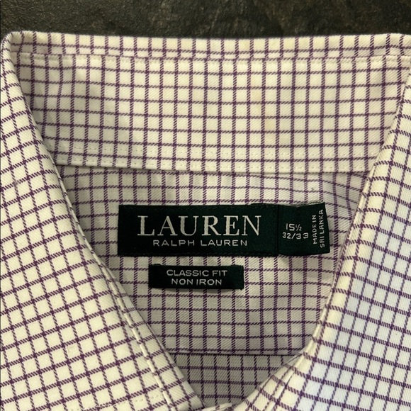 Lauren Ralph Lauren Lavender and White Checkered Dress Shirt, perfect condition! - Picture 2 of 5